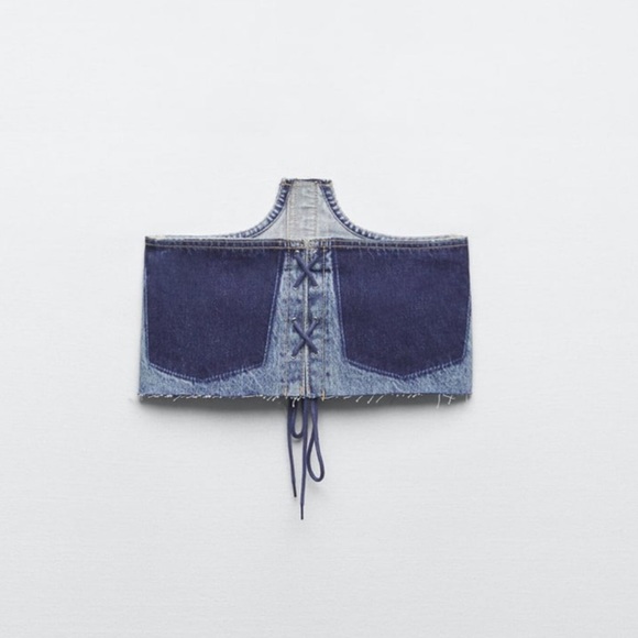 ZARA TRF DENIM CORSET TOP - Picture 3 of 6